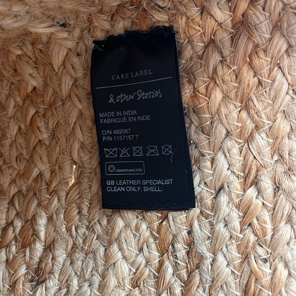 NEW & Other Stories Tote Bag with Orange Leather Trim in Natural Straw-Neutral - Picture 7 of 9